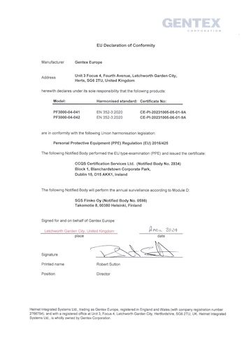 AIR/P/6A Hearing Protector DofC