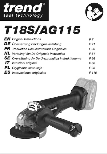 T18S Cordless Angle Grinder Instruction Manual