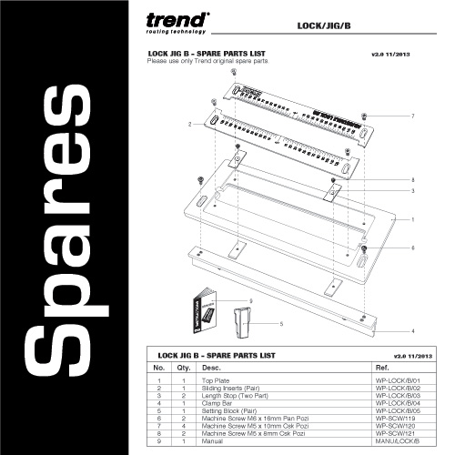 LOCK/JIG/B Lock Jig Spares Diagram